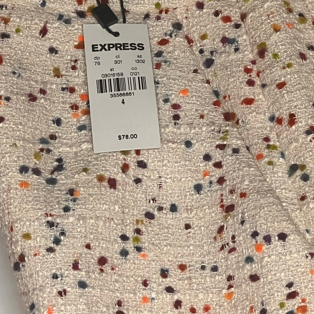 Express Cream Tweed Skirt with Colorful Accents - Picture 2 of 8